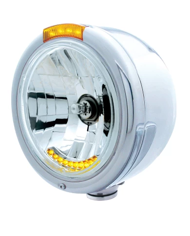 (BOX) S.S. PB "CLASSIC" HALF-MOON PB HDLT W/ AMBER SIGNAL LIGHT - 10 AMBER LED CRYSTAL HALOGEN (BOX) S.S. PB "CLASSIC" HALF-MOON PB HDLT W/ AMBER SIGNAL LIGHT - 10 AMBER LED CRYSTAL HALOGEN