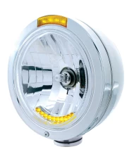 (BOX) S.S. "BULLET" PB HEADLIGHT W/ AMBER DUAL FUNCTION SIGNAL LIGHT - 10 AMBER LED CRYSTAL HALOGEN (BOX) S.S. "BULLET" PB HEADLIGHT W/ AMBER DUAL FUNCTION SIGNAL LIGHT - 10 AMBER LED CRYSTAL HALOGEN