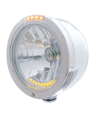 (BOX) S.S. PB "BULLET" HALF-MOON PB HDLTT W/ AMBER/CLEAR SIGNAL LIGHT - 10 AMBER LED CRYSTAL HALOGEN (BOX) S.S. PB "BULLET" HALF-MOON PB HDLTT W/ AMBER/CLEAR SIGNAL LIGHT - 10 AMBER LED CRYSTAL HALOGEN