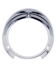 (CARD) CHROME PLASTIC ROUND TURN SIGNAL LIGHT BEZEL - VISOR ON TOP