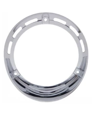 (CARD) CHROME PLASTIC ROUND TURN SIGNAL LIGHT BEZEL - VISOR ON BOTTOM (CARD) CHROME PLASTIC ROUND TURN SIGNAL LIGHT BEZEL - VISOR ON BOTTOM