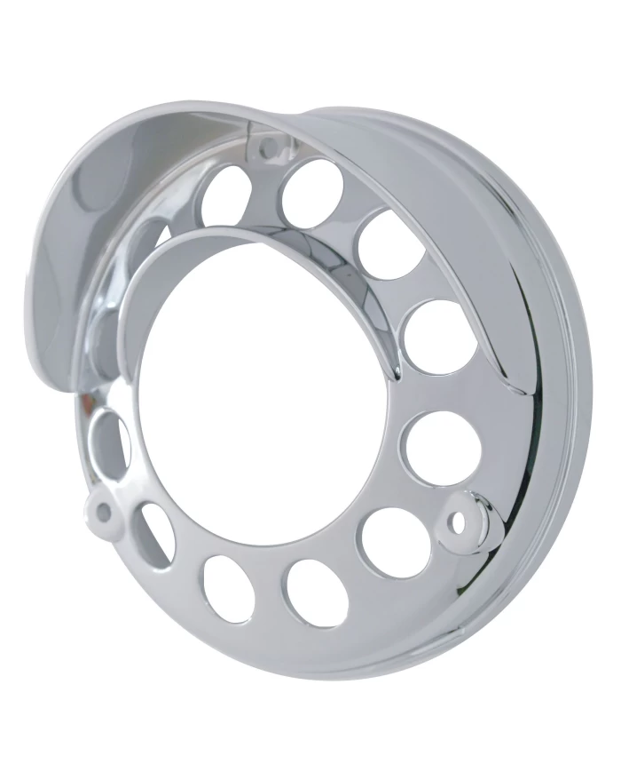 (CARD) CHROME PLASTIC LED ROUND REFLECTOR DOUBLE FACE LIGHT BEZEL W/ VISOR - 39438 SERIES