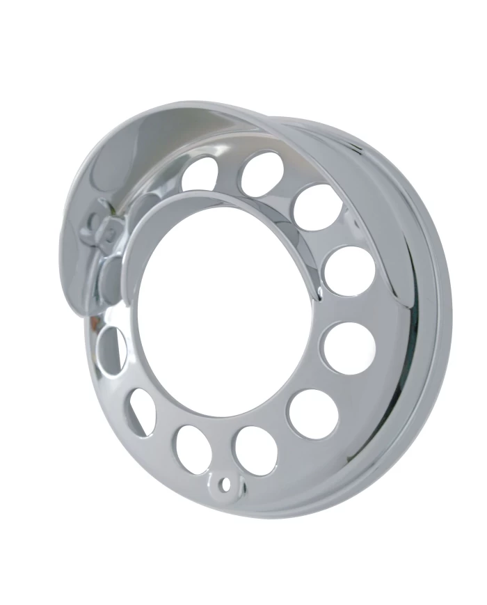 (CARD) CHROME PLASTIC LED ROUND REFLECTOR DOUBLE FACE LIGHT BEZEL W/ UP-SIDE DOWN VISOR - 39438 SERIES