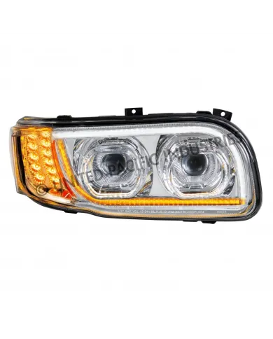 UP31145-High Power LED Chrome Headlight With 16 LED Turn & 57 LED Bar For 2008-2024 Peterbilt 389- Passenger