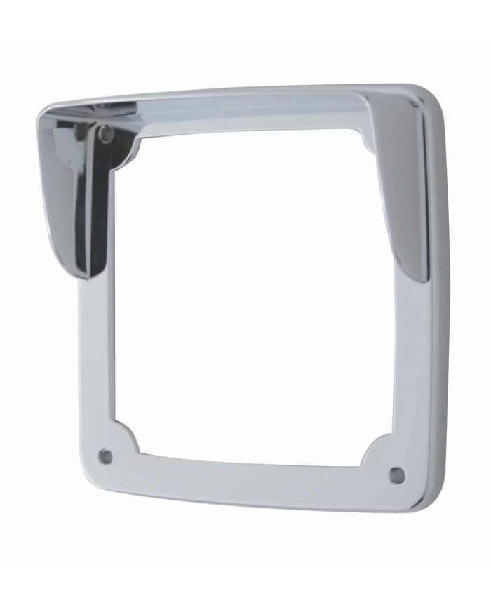 (CARD) CHROME PLASTIC LED SQUARE REFLECTOR DOUBLE FACE LIGHT BEZEL W/ VISOR - 39377 SERIES