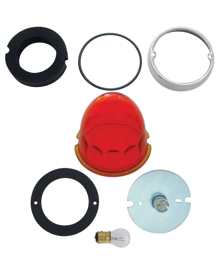 (BULK) CAB LIGHT CONVERSION KIT W/ DARK AMBER ORIGINAL GLASS LENS - 1157 DOUBLE CONTACT BASE