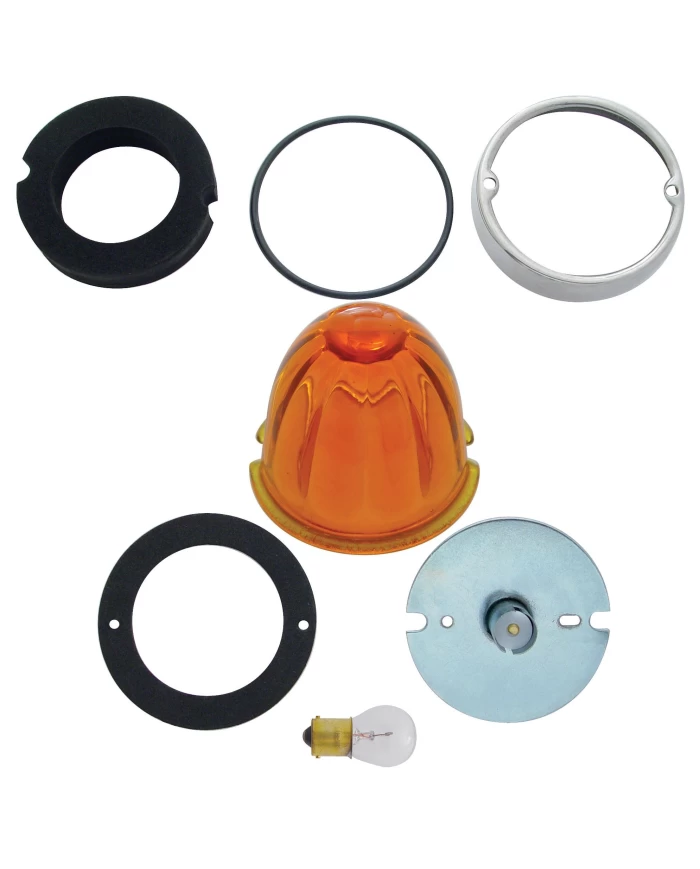 (BULK) CAB LIGHT CONVERSION KIT W/ AMBER WATERMELON GLASS LENS - 1156 SINGLE CONTACT BASE (BULK) CAB LIGHT CONVERSION KIT W/ AMBER WATERMELON GLASS LENS - 1156 SINGLE CONTACT BASE