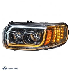 UP31146-High Power LED "Blackout" Headlight With 16 LED Turn & 57 LED Bar For 2008-2024 Peterbilt 389- Driver
