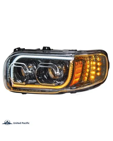 UP31146-High Power LED "Blackout" Headlight With 16 LED Turn & 57 LED Bar For 2008-2024 Peterbilt 389- Driver