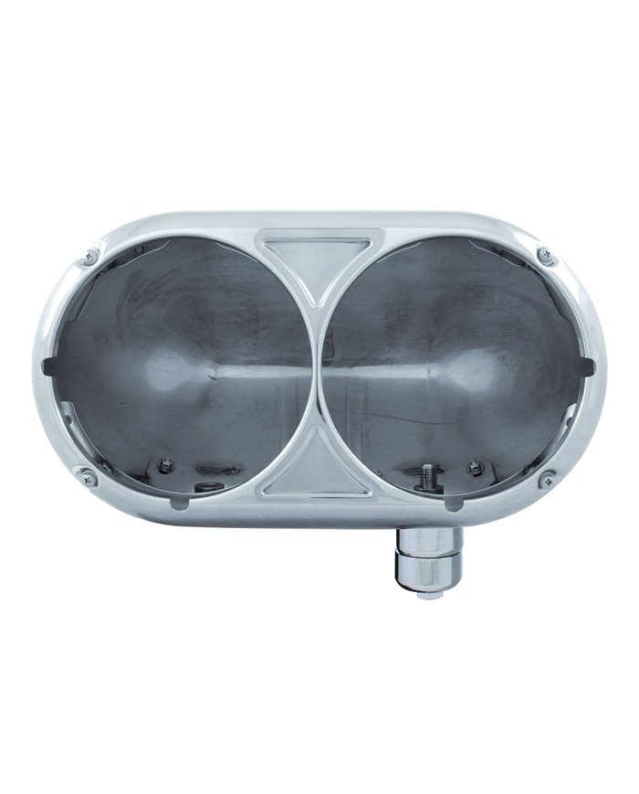 (BOX) 304 STAINLESS STEEL PETERBILT 359 DUAL HEADLIGHT HOUSING WITHOUT INNER LAMP BUCKET (BOX) 304 STAINLESS STEEL PETERBILT 359 DUAL HEADLIGHT HOUSING WITHOUT INNER LAMP BUCKET