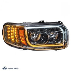 UP31147-High Power LED "Blackout" Headlight With 16 LED Turn & 57 LED Bar For 2008-2024 Peterbilt 389- Passenger