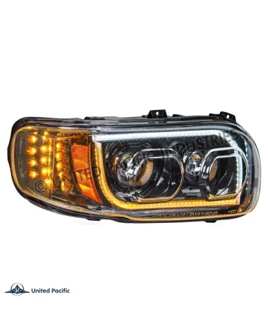 UP31147-High Power LED "Blackout" Headlight With 16 LED Turn & 57 LED Bar For 2008-2024 Peterbilt 389- Passenger