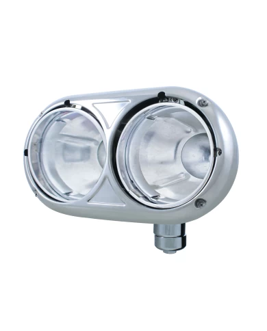 (BOX) 304 STAINLESS STEEL PETERBILT 359 DUAL HEADLIGHT HOUSING - PASSENGER (BOX) 304 STAINLESS STEEL PETERBILT 359 DUAL HEADLIGHT HOUSING - PASSENGER