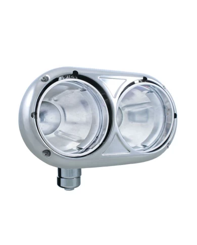 (BOX) 304 STAINLESS STEEL PETERBILT 359 DUAL HEADLIGHT HOUSING - DRIVER (BOX) 304 STAINLESS STEEL PETERBILT 359 DUAL HEADLIGHT HOUSING - DRIVER