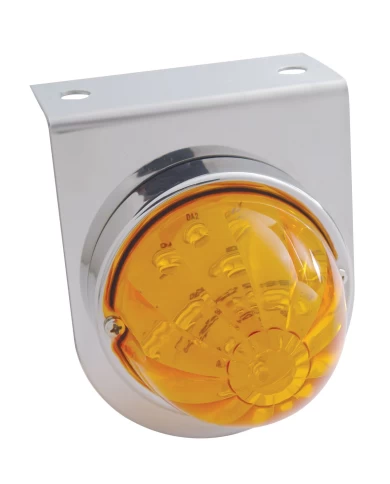 (BULK) STAINLESS STEEL LIGHT BRACKET W/ ONE 17 AMBER LED WATERMELON LIGHT - AMBER LENS (BULK) STAINLESS STEEL LIGHT BRACKET W/ ONE 17 AMBER LED WATERMELON LIGHT - AMBER LENS