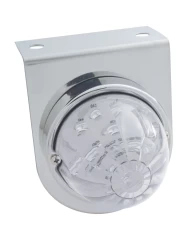 (BULK) STAINLESS STEEL LIGHT BRACKET W/ ONE 17 AMBER LED WATERMELON LIGHT - CLEAR LENS