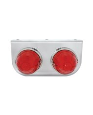 (BULK) STAINLESS STEEL LIGHT BRACKET W/ TWO 17 RED LED WATERMELON LIGHT - RED LENS