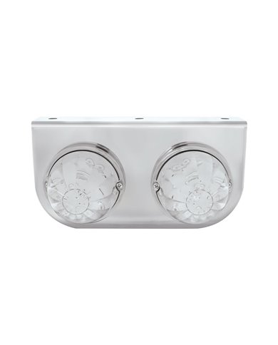 (BULK) STAINLESS STEEL LIGHT BRACKET W/ TWO 17 AMBER LED WATERMELON LIGHT - CLEAR LENS (BULK) STAINLESS STEEL LIGHT BRACKET W/ TWO 17 AMBER LED WATERMELON LIGHT - CLEAR LENS