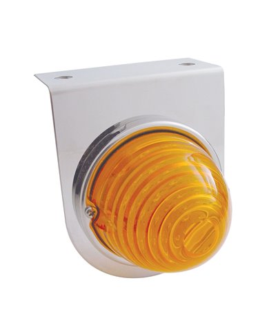 (BULK) STAINLESS STEEL LIGHT BRACKET W/ ONE 17 AMBER LED BEEHIVE LIGHT - AMBER LENS (BULK) STAINLESS STEEL LIGHT BRACKET W/ ONE 17 AMBER LED BEEHIVE LIGHT - AMBER LENS