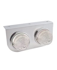 (BULK) STAINLESS STEEL LIGHT BRACKET W/ TWO 17 RED LED BEEHIVE LIGHT - CLEAR LENS