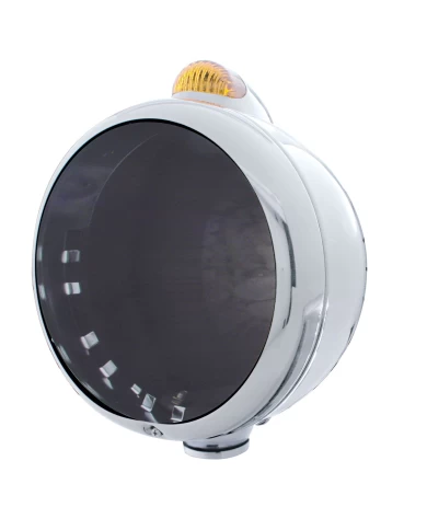 (BOX) STAINLESS STEEL "GUIDE" HEADLIGHT WITH 5 AMBER LED DUAL FUNCTION TOP MOUNT LIGHT - AMBER LENS (BOX) STAINLESS STEEL "GUIDE" HEADLIGHT WITH 5 AMBER LED DUAL FUNCTION TOP MOUNT LIGHT - AMBER LENS