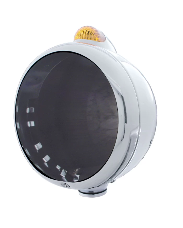 (BOX) STAINLESS STEEL "GUIDE" HEADLIGHT WITH 5 AMBER LED DUAL FUNCTION TOP MOUNT LIGHT - AMBER LENS