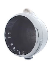 (BOX) STAINLESS STEEL "GUIDE" HEADLIGHT WITH 5 AMBER LED DUAL FUNCTION TOP MOUNT LIGHT - CLEAR LENS