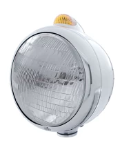 (BOX) S.S. "GUIDE" 6014 SEALED BEAM HEADLIGHT WITH 5 AMBER LED DUAL FUNCTION TOP MOUNT LIGHT - AMBER LENS
