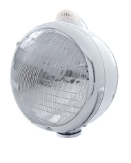 (BOX) S.S. "GUIDE" 6014 SEALED BEAM HEADLIGHT WITH 5 AMBER LED DUAL FUNCTION TOP MOUNT LIGHT - CLEAR LENS