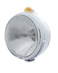 (BOX) S.S. "GUIDE" H4 HALOGEN HEADLIGHT WITH 5 AMBER LED DUAL FUNCTION TOP MOUNT LIGHT - AMBER LENS (BOX) S.S. "GUIDE" H4 HALOGEN HEADLIGHT WITH 5 AMBER LED DUAL FUNCTION TOP MOUNT LIGHT - AMBER LENS