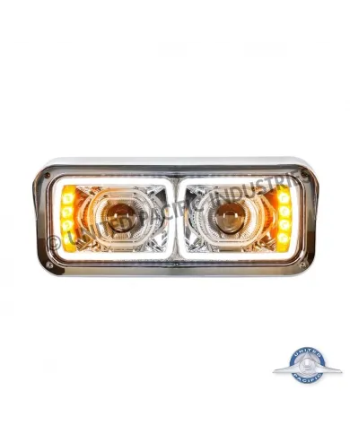 UP31155-High Power LED "Chrome" Projection Headlight With LED Turn Signal & Position Light Bar - Passenger