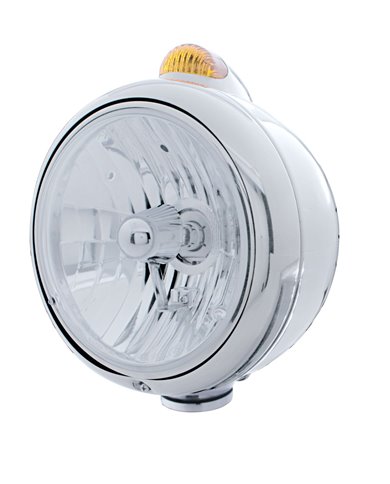 (BOX) S.S. "GUIDE" CRYSTAL H4 HALOGEN HEADLIGHT WITH 5 AMBER LED DUAL FUNCTION TOP MOUNT LIGHT - AMBER LENS (BOX) S.S. "GUIDE" CRYSTAL H4 HALOGEN HEADLIGHT WITH 5 AMBER LED DUAL FUNCTION TOP MOUNT LIGHT - AMBER LENS