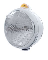 (BOX) CHROME "GUIDE" 6014 SEALED BEAM HEADLIGHT WITH 5 AMBER LED DUAL FUNCTION TOP MOUNT LIGHT - AMBER LENS (BOX) CHROME "GUIDE" 6014 SEALED BEAM HEADLIGHT WITH 5 AMBER LED DUAL FUNCTION TOP MOUNT LIGHT - AMBER LENS