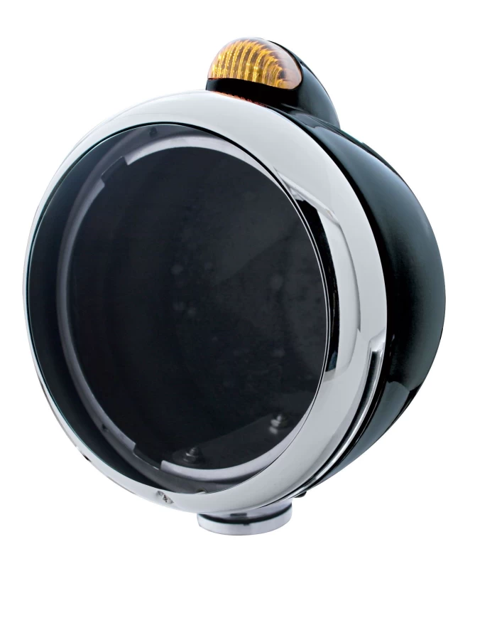 (BOX) BLACK "GUIDE" HEADLIGHT WITH 5 AMBER LED DUAL FUNCTION TOP MOUNT LIGHT - AMBER LENS