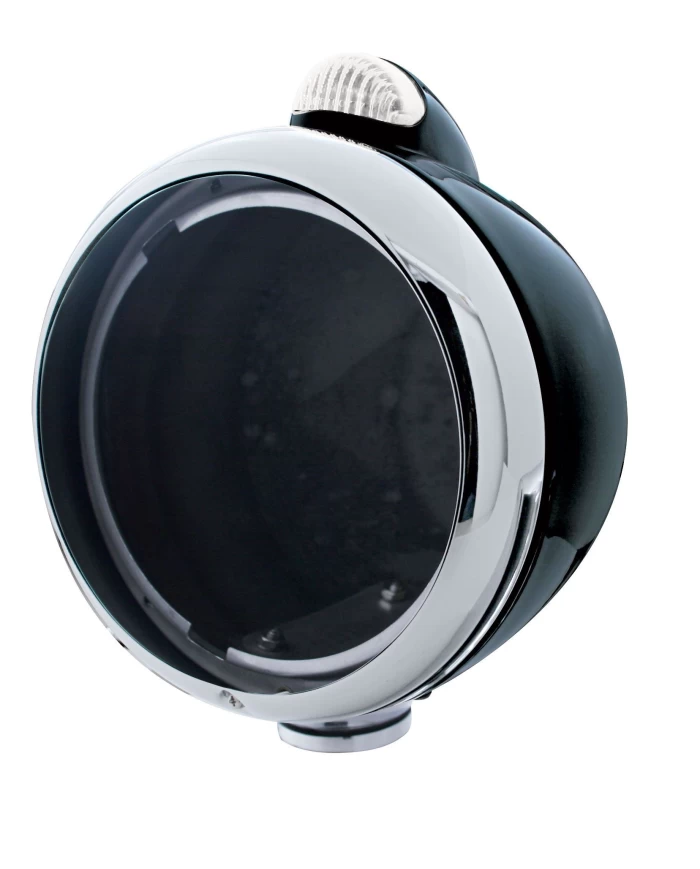 (BOX) BLACK "GUIDE" HEADLIGHT WITH 5 AMBER LED DUAL FUNCTION TOP MOUNT LIGHT - CLEAR LENS