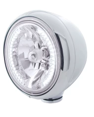(BOX) STAINLESS STEEL CLASSIC "GUIDE" HEADLIGHT W/ 34 WHITE LED CRYSTAL HALOGEN