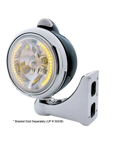 (BOX) BLACK "GUIDE" HEADLIGHT W/ AMBER/CLEAR DUAL FUNCTION TOP MOUNT LIGHT - 34 AMBER LED CRYSTAL HALOGEN (BOX) BLACK "GUIDE" HEADLIGHT W/ AMBER/CLEAR DUAL FUNCTION TOP MOUNT LIGHT - 34 AMBER LED CRYSTAL HALOGEN