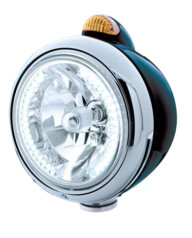 (BOX) BLACK "GUIDE" HEADLIGHT W/ AMBER DUAL FUNCTION TOP MOUNT LIGHT - 34 WHITE LED CRYSTAL HALOGEN (BOX) BLACK "GUIDE" HEADLIGHT W/ AMBER DUAL FUNCTION TOP MOUNT LIGHT - 34 WHITE LED CRYSTAL HALOGEN
