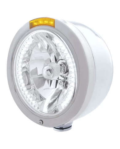(BOX) S.S. PB "BULLET" HALF-MOON PB HDLT W/ AMBER DUAL FUNCTION SIGNAL LIGHT - 34 WHITE LED CRYSTAL HALOGEN (BOX) S.S. PB "BULLET" HALF-MOON PB HDLT W/ AMBER DUAL FUNCTION SIGNAL LIGHT - 34 WHITE LED CRYSTAL HALOGEN