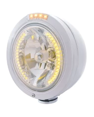 (BOX) S.S. PB "BULLET" PB HEADLIGHT W/ AMBER/CLEAR SIGNAL LIGHT - 34 AMBER LED CRYSTAL HALOGEN (BOX) S.S. PB "BULLET" PB HEADLIGHT W/ AMBER/CLEAR SIGNAL LIGHT - 34 AMBER LED CRYSTAL HALOGEN