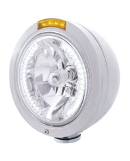 (BOX) S.S. PB "BULLET" PB HEADLIGHT W/ AMBER DUAL FUNCTION SIGNAL LIGHT - 34 WHITE LED CRYSTAL HALOGEN (BOX) S.S. PB "BULLET" PB HEADLIGHT W/ AMBER DUAL FUNCTION SIGNAL LIGHT - 34 WHITE LED CRYSTAL HALOGEN