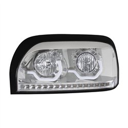 UP31203-Chrome Headlight With LED Turn Signal & Light Bar For 1996-2010 Freightliner Century - Driver