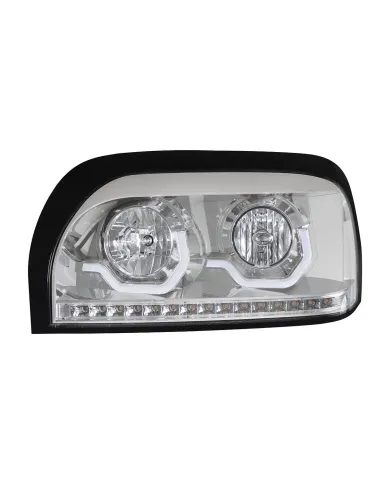 UP31203-Chrome Headlight With LED Turn Signal & Light Bar For 1996-2010 Freightliner Century - Driver