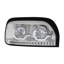 UP31204-Chrome Headlight With LED Turn Signal & Light Bar For 1996-2010 Freightliner Century - Passenger