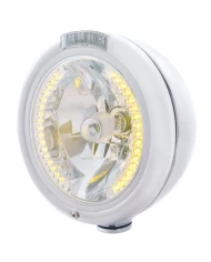 (BOX) CHROME PB "CLASSIC" PB HEADLIGHT W/ AMBER/CLEAR SIGNAL LIGHT - 34 AMBER LED CRYSTAL HALOGEN (BOX) CHROME PB "CLASSIC" PB HEADLIGHT W/ AMBER/CLEAR SIGNAL LIGHT - 34 AMBER LED CRYSTAL HALOGEN