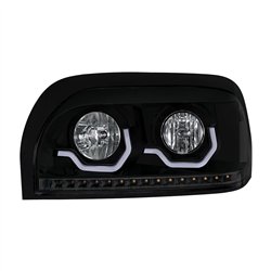UP31205-Blackout Headlight With LED Turn Signal & Light Bar For 1996-2010 Freightliner Century - Driver