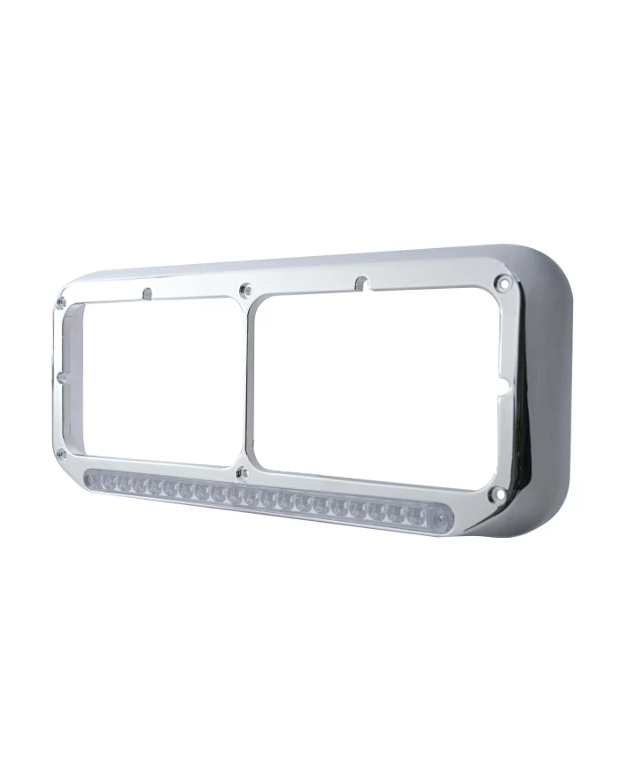 (CARD) CR PL RECT HEADLIGHT BEZEL W/ 14 AMBER LED 12" SEQUENTIAL LIGHT BAR W/ CLEAR LENS - DRIVER SIDE/LEFT TO RIGHT