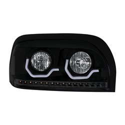 UP31206-Blackout Headlight With LED Turn Signal & Light Bar For 1996-2010 Freightliner Century - Passenger