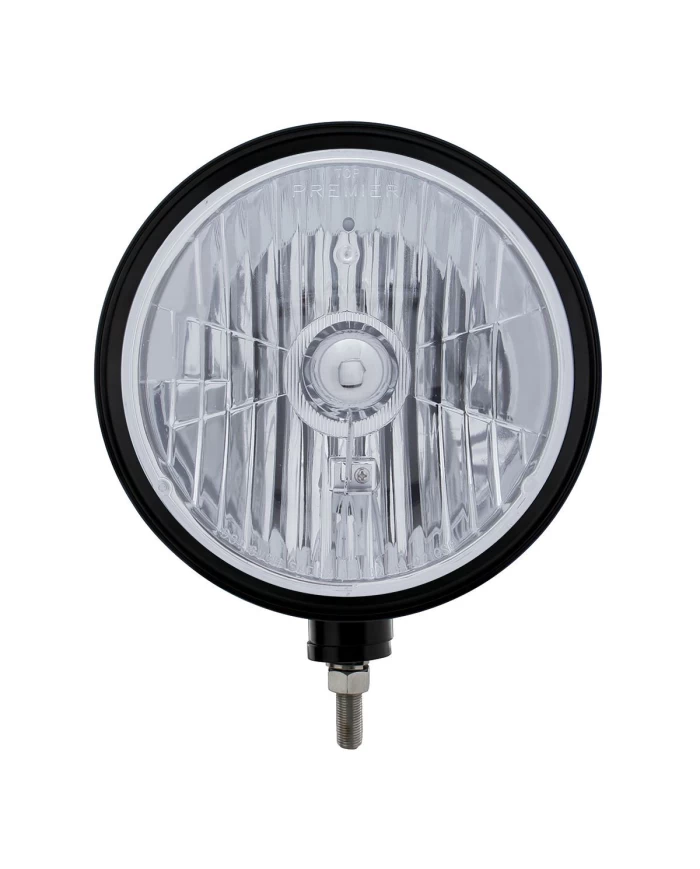 (BOX) BLACK "BILLET" STYLE GROOVE HEADLIGHT - CRYSTAL 4 HALOGEN