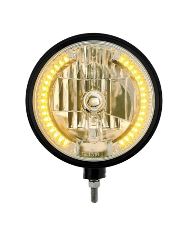(BOX) BLACK "BILLET" STYLE GROOVE HEADLIGHT - 34 AMBER LED CRYSTAL HALOGEN (BOX) BLACK "BILLET" STYLE GROOVE HEADLIGHT - 34 AMBER LED CRYSTAL HALOGEN